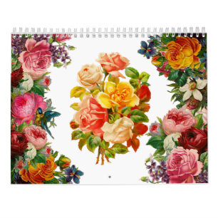 2026 Vintage Rose Floral Art Botanical Flowers Calendar