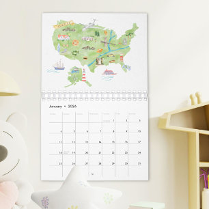 2026 Watercolor Countries in The World Maps Travel Calendar
