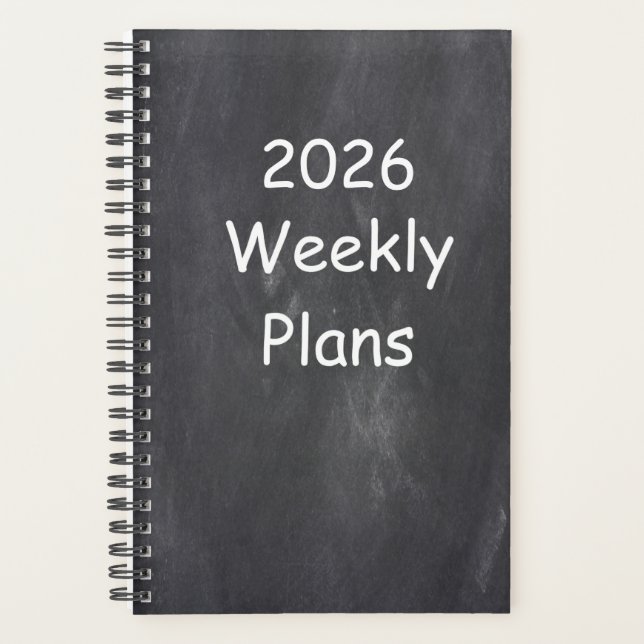 2026 Weekly Plans Simple Chalkboard Design Planner (Front)