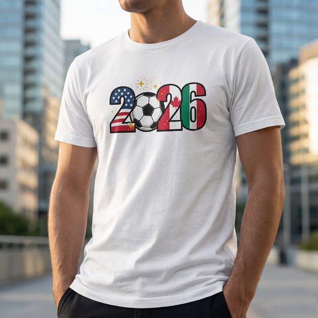 2026 World Cup Celebration Number Art T-Shirt (#2026worldcup #worldcup2026 #canadafalg #usaflag #mexicoflag #happynewyear #celebrate2026 #football)