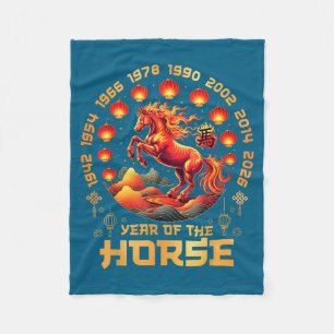 2026 year of fire horse chinese zodiac new year fleece blanket