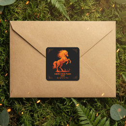 2026 Year of the Fire Horse Chinese Zodiac Square Sticker