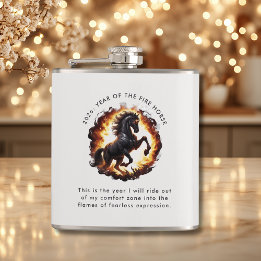 2026 Year of the Fire Horse Motivational Quote Hip Flask