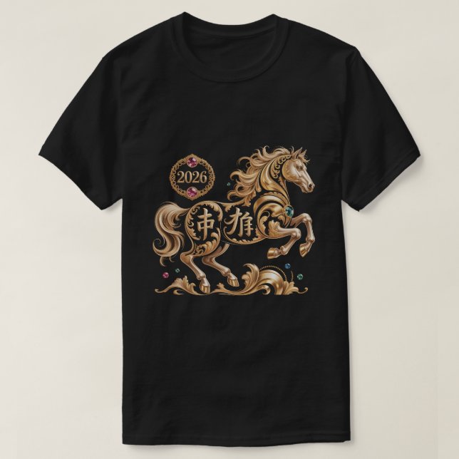 2026 Year of the Horse Chinese New Year Golden Hor T-Shirt (Design Front)