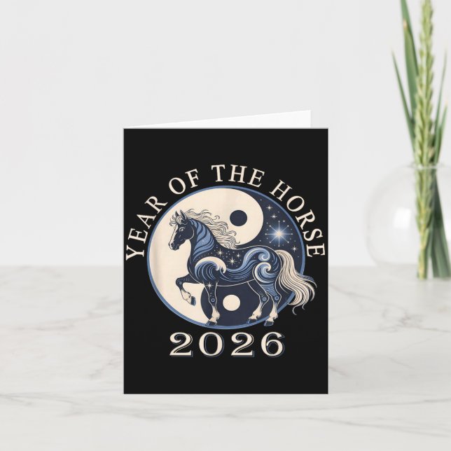 2026 Year Of The Horse Chinese New Year,horse Grap Card (Front)