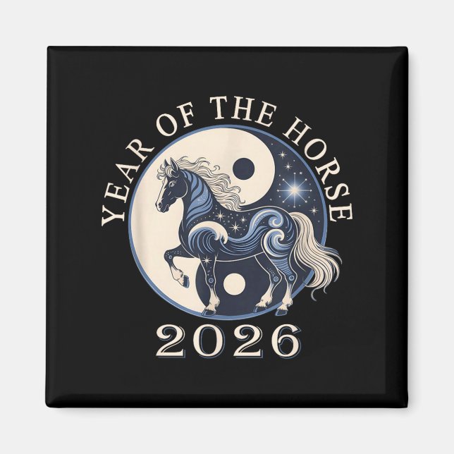 2026 Year Of The Horse Chinese New Year,horse Grap Magnet (Front)