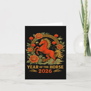 2026 Year Of The Horse Chinese Zodiac Chinese New Thank You Card