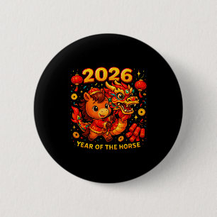2026 Year Of The Horse Cute Lunar Newyear Art  6 Cm Round Badge