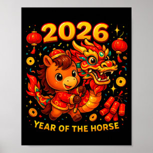 2026 Year Of The Horse Cute Lunar Newyear Art  Poster