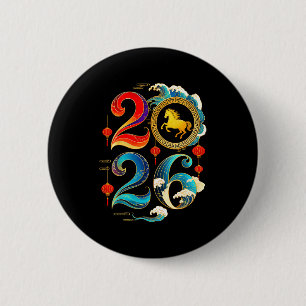 2026 Year Of The Horse Lunar Chinese New Year 2026 6 Cm Round Badge