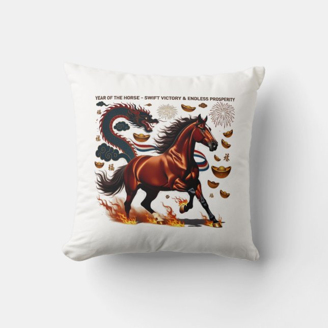 2026 Year of the Horse Triumph, Lunar Zodiac Gift Cushion (Front)
