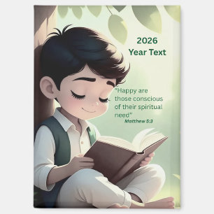 2026 Year Text Boy Reading Magnet