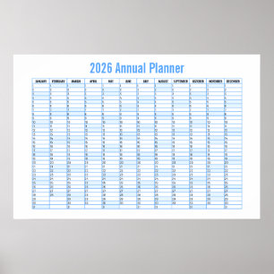 2026 Year-to-View Wall Planner Calendar Poster