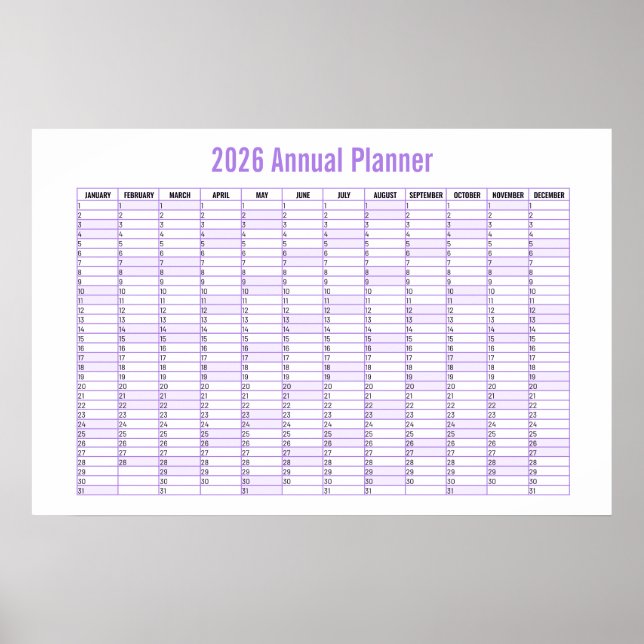 2026 Year-to-View Wall Planner Calendar  Poster (Front)