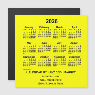 2026 Yellow Business Calendar by Janz