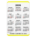 2026 Yellow Holiday Calendar by Janz Magnet