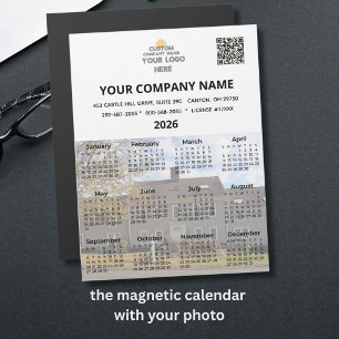2026 Your Photo Business Magnet Calendar Logo QR