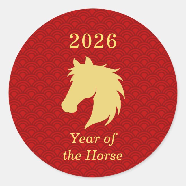 2026 Zodiac Chinese New year of the Horse Classic Round Sticker (Front)