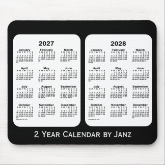 2027-2028 Black and White 2 Year Calendar by Janz Mouse Pad