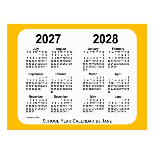 2027-2028 Gold Mini School Year Calendar by Janz Postcard | Zazzle.com.au