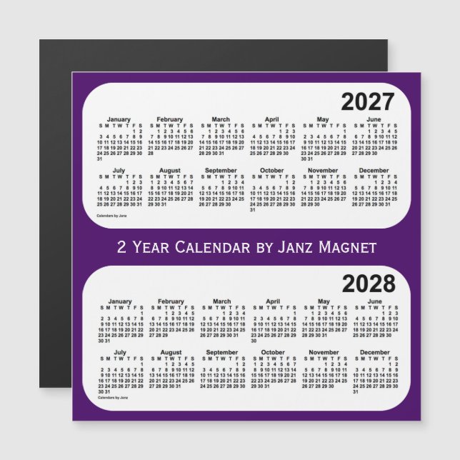 2027-2028 Purple 2 Year Calendar by Janz Magnet (Front/Back)