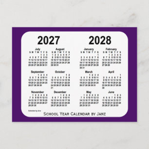 2027-2028 Purple Mini School Year Calendar by Janz Postcard