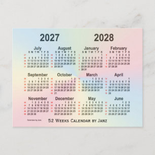 2027-2028 Rainbow 52 Weeks Calendar by Janz Postcard