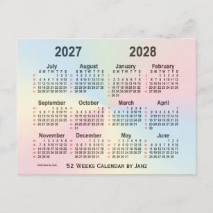 2027-2028 Rainbow 52 Weeks Calendar by Janz Postcard