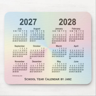 2027-2028 Rainbow Cloud School Calendar by Janz Mouse Pad