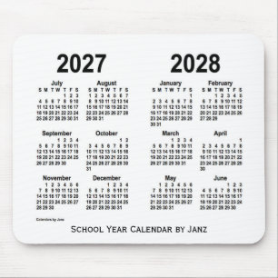 2027-2028 White School Calendar by Janz Mouse Pad