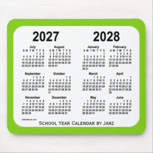 2027-2028 Yellow Green School Calendar by Janz Mouse Pad