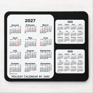2027-2029 Black 3 Year Holiday Calendar by Janz Mouse Pad