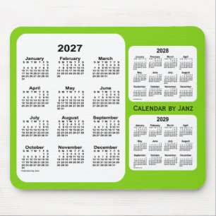 2027-2029 Yellow Green 3 Year Calendar by Janz Mouse Pad