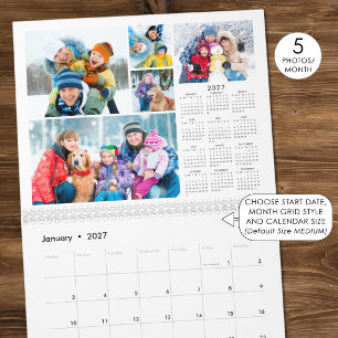 2027 5 Photos Per Month and 2027 Year at a Glance Calendar