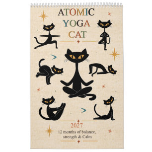 2027 Atomic Cat Yoga Calendar   Mid-Century Modern