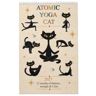 2027 Atomic Cat Yoga Calendar | Mid-Century Modern