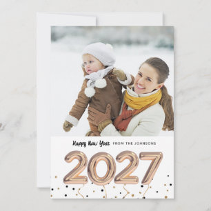 2027 Balloon Numbers Happy New Year Photo Holiday Card