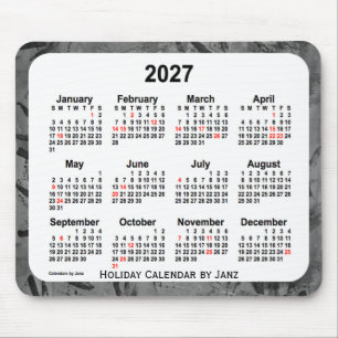 2027 Black Holiday Art Calendar by Janz Mouse Pad
