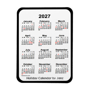 2027 Black Holiday Calendar by Janz Magnet
