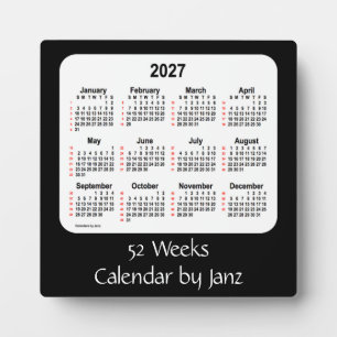 2027 Black Weeks Calendar by Janz Plaque