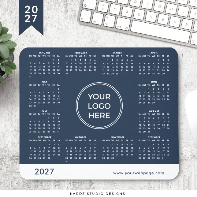 2027 Blue Business Logo Mouse Pad Calendar (Creator Uploaded)