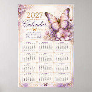 2027 Butterfly Wall Calendar Poster