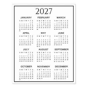 2027 Calendar #2 Four Rows, Three Columns Rubber Stamp