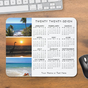 2027 Calendar 3 Photo Personalised Custom Colour Mouse Pad