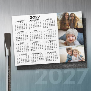 2027 Calendar 3 Photos Minimal Black White Magnet
