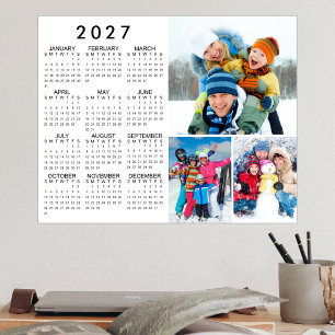 2027 Calendar 3 Photos Simple Poster