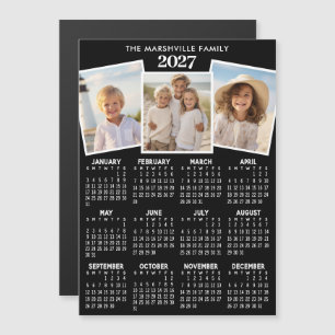 2027 Calendar 3 Photos - Year View Magnetic Card
