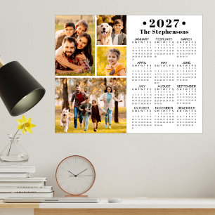 2027 Calendar 4 Photo Collage Personalised Poster