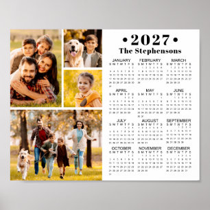2027 Calendar 4 Photo Collage Personalised Poster