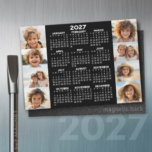 2027 Calendar - 8 Photos Basic Black White Magnet